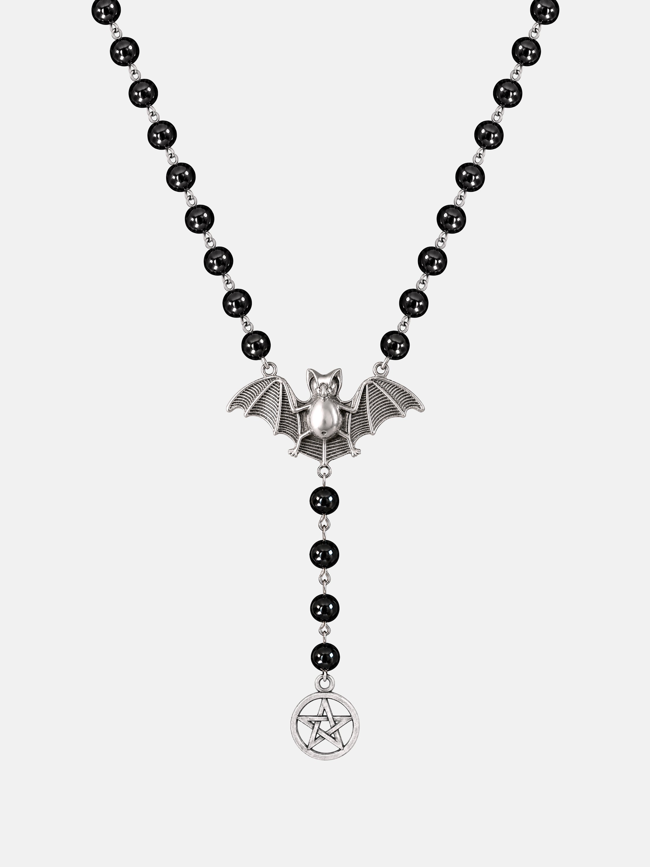 Gothistar Bat Pentacle Rosary Necklace - Product