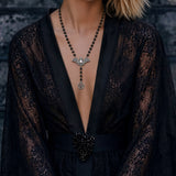 Gothistar Bat Pentacle Rosary Necklace - Model