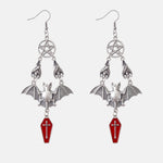 Gothistar Bat Coffin Cross Drop Earrings - Product