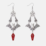 Gothistar Bat Coffin Cross Drop Earrings - Product