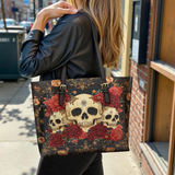 Gothistar Floralis Mortem Leather Tote Bag