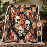 Gothistar Skull Dark Romance Woven Tapestry Blanket