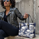 Gothistar Edgy Skull & Roses Leather Tote Bag