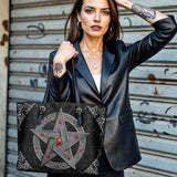 Gothistar Pentagram Of The Blood Moon Leather Tote Bag