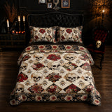 Gothistar All Season Quilt 3-Piece Set Elegant Skull Roses