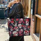 Gothistar Midnight Calavera Leather Tote Bag