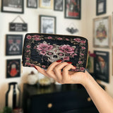 Gothistar Floraskull Noir Leather Wallet Purse