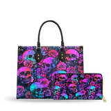 Cyber Goth Roses leather bag and wallet bundle