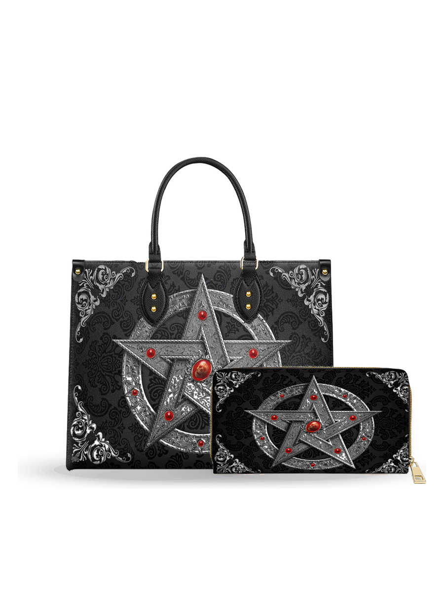 Pentagram Of The Blood Moon leather bag and wallet bundle