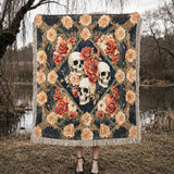 Gothistar Skull Dark Romance Woven Tapestry Blanket