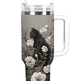 Gothistar Black Cat Floral Tumbler