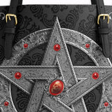 Gothistar Pentagram Of The Blood Moon Leather Tote Bag