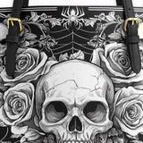 Gothistar Gothic Skullveil Roses Leather Tote Bag