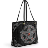 Gothistar Pentagram Of The Blood Moon Leather Tote Bag