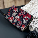 Gothistar Midnight Calavera Leather Wallet Purse