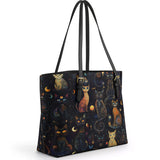 Gothistar Celestial Catspell Leather Tote Bag