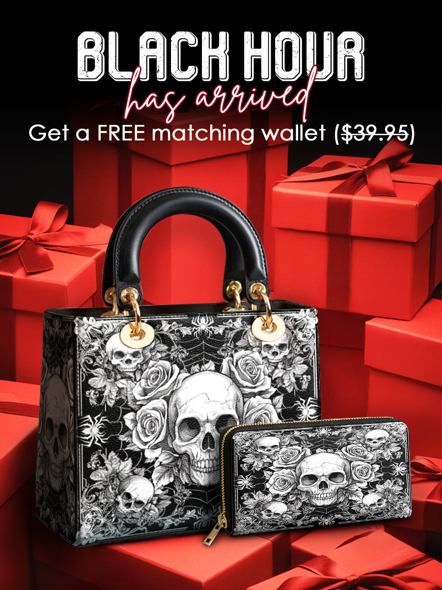 Gothistar Gothic Skullveil Roses Lady Leather Bag