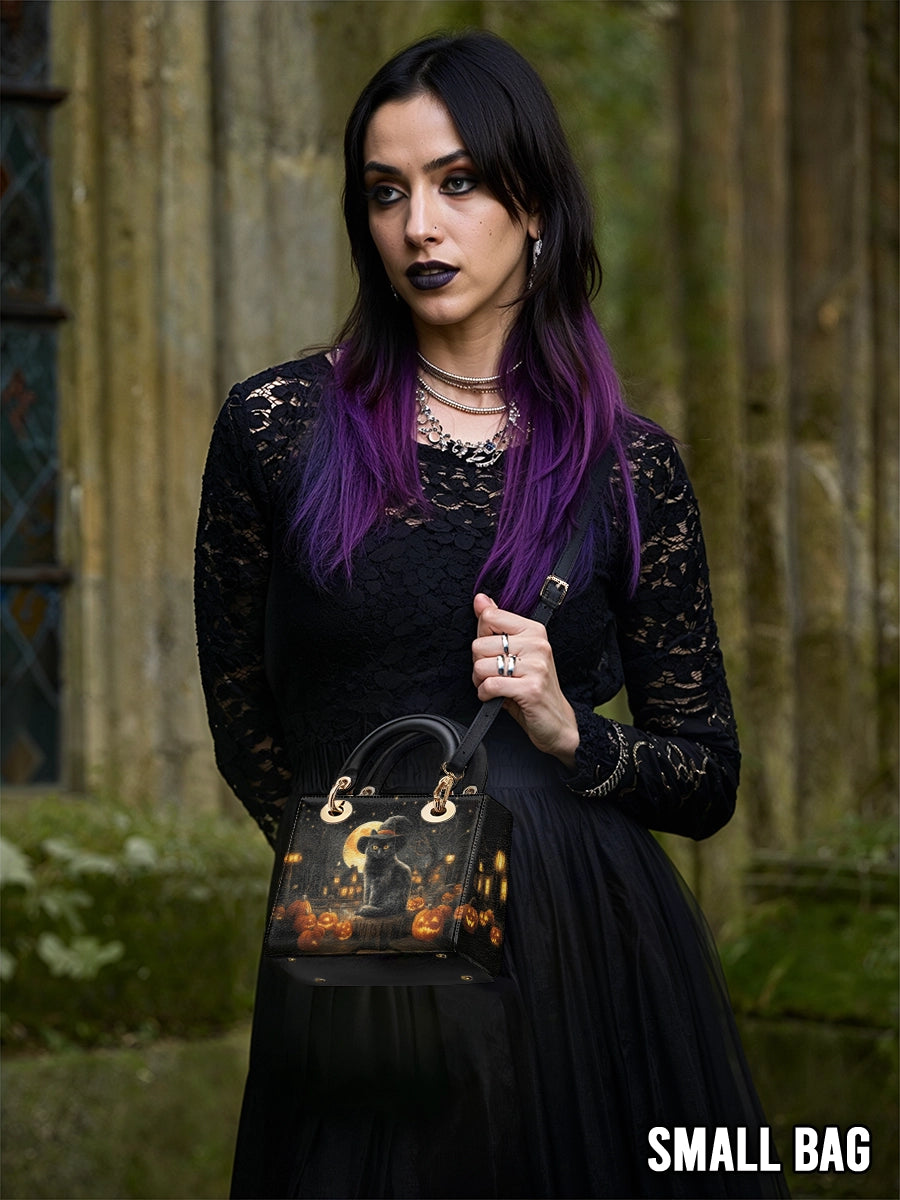 Gothistar Spooky Cat Lady Leather Bag