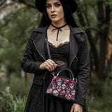 Gothistar Midnight Calavera Leather Satchel Bag