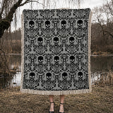Gothistar Victorian Skull Ornate Woven Tapestry Blanket