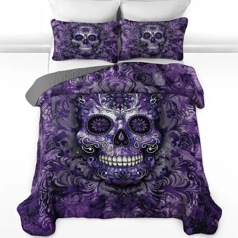 Gothistar All Season Quilt 3-Piece Set Gorgeous Mandala Skull