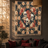 Gothistar Skull Dark Romance Woven Tapestry Blanket