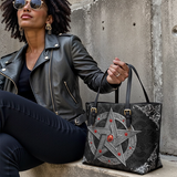 Gothistar Pentagram Of The Blood Moon Leather Tote Bag