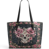 Gothistar Floraskull Noir Leather Tote Bag