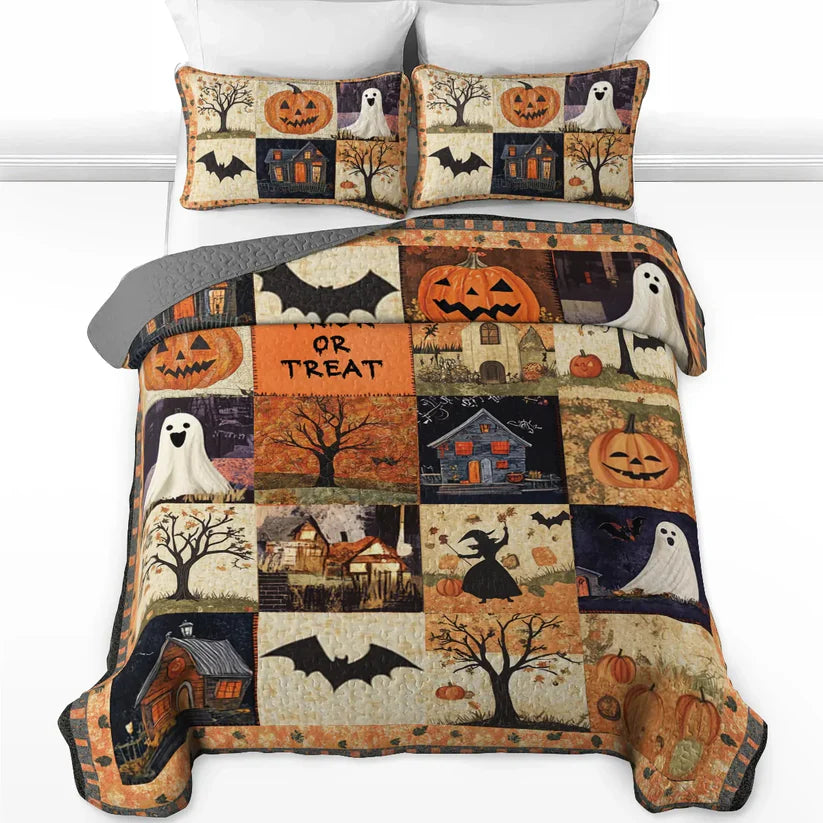 Gothistar All Season Quilt 3-Piece Set Spooky Trick Or Treat Halloween