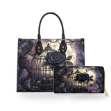 Gothic Caged Bloom leather bag and wallet bundle